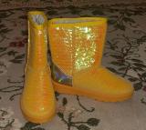 Жовті жіночі чоботи з хутром и паєтками37 р.... Оголошення Bazarok.ua