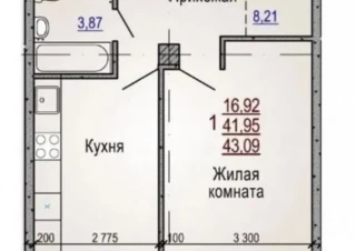 Квартира 1-кімн. продаж Харьков, Салтовский (Московский) &ndash; 43 м&sup2;... Оголошення Bazarok.ua